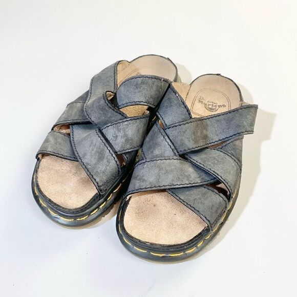 Doc Marten Y2K Vintage criss cross black leather slide sandal - Picture 4 of 8